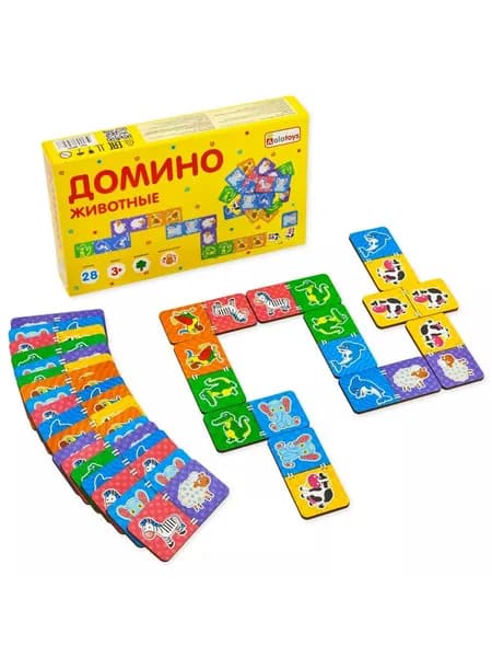 Настольная игра для детей ДОМИНО детское деревянное "Животные"