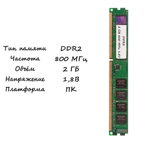 Оперативная память DDR2, 800 МГц, 1 x 2 ГБ (33)