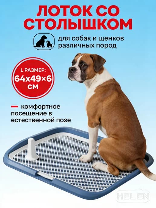 Туалет лоток для собак с сеткой под пеленку 64*49*6см