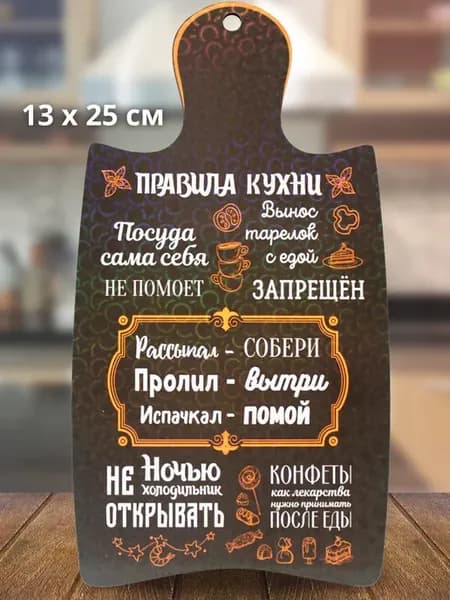 Табличка на дверь кухонная "кухня". Картина с правилами