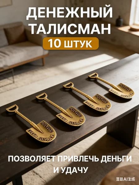 10 штук денежного амулета, золотая подвеска-кошелек в форме лопаты, 4,5 см
