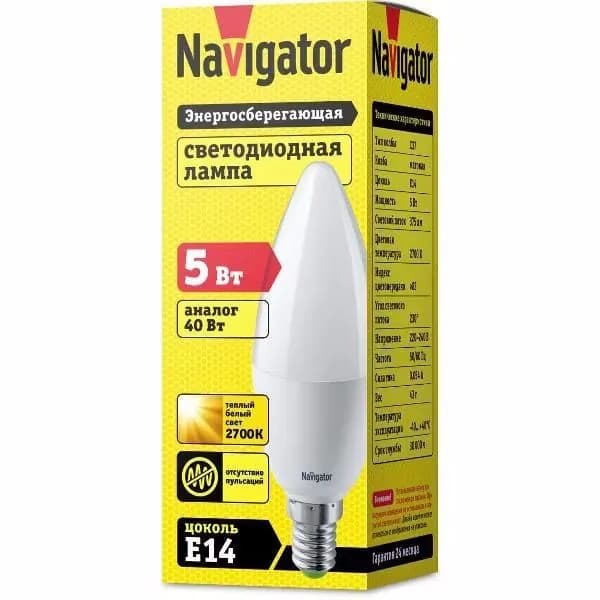 Лампа LED Navigator 94 480 NLL-P-C37-5-230-2.7K-E14-FR