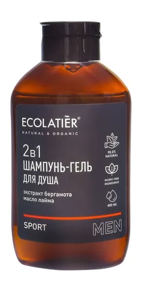 ECOLATIER Шампунь и гель для душа 2 в 1 Sport муж., 400 мл