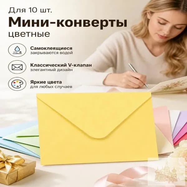 Конверт для монет 10х7 см, голубой, 10 шт