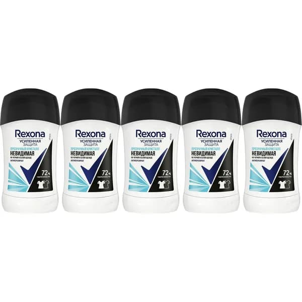 Антиперспирант стик Rexona Прозрачный кристалл женский 40 мл, набор: 5 штук
