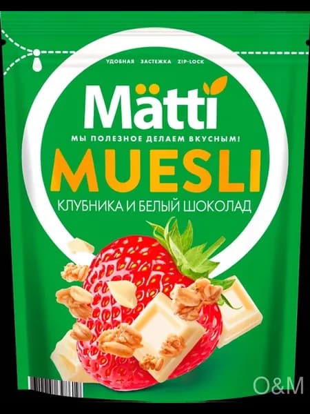 Мюсли MATTI Клубника и белый шоколад 3шт