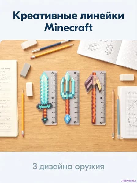 Линейка Minecraft, пиксельное оружие, прочный акрил для школьников