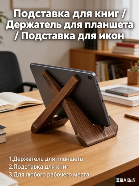 Подставка для книг деревянная, 19х12х18 см, береза, цвет бежевый