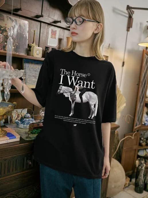 Футболка оверсайз pinterest лошади ретро