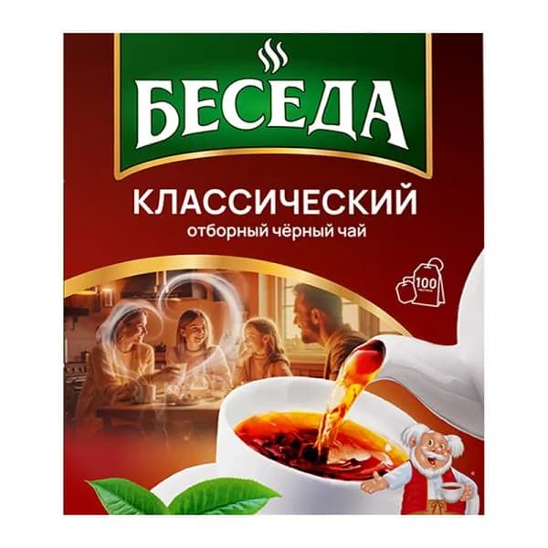 Чай черный Беседа отборный классический 100пак 200г
