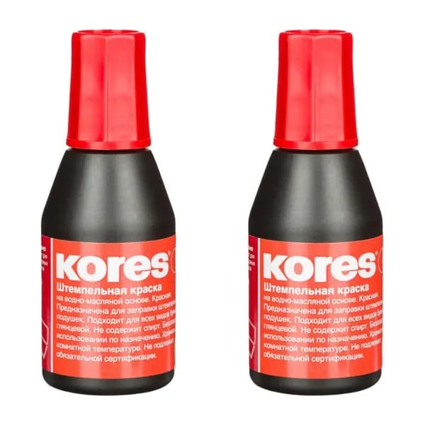 Kores Краска штемпельная, красная, 28 мл., 2 шт.