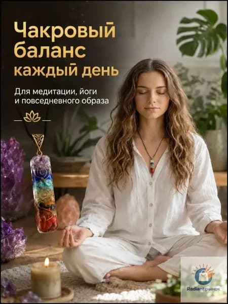 Кулон-оргонит 7 чакр из натуральных камней и смолы, амулет защиты на шнурке, подвеска для медитации, йоги и энергетических практик