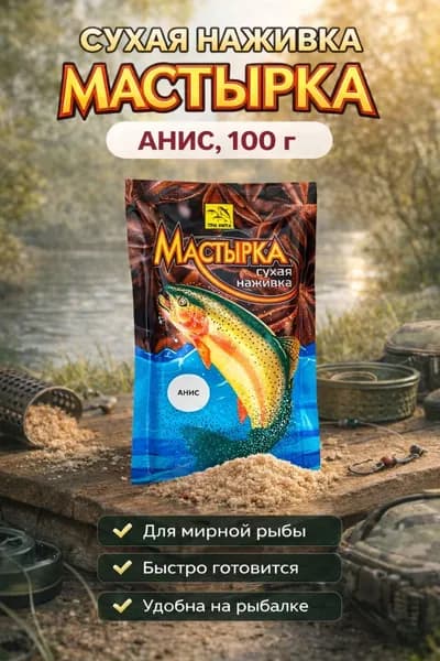 Мастырка рыболовная, Анис, 100 г - сухая наживка, тесто для рыбалки на карпа, карася, леща, плотву, фидер
