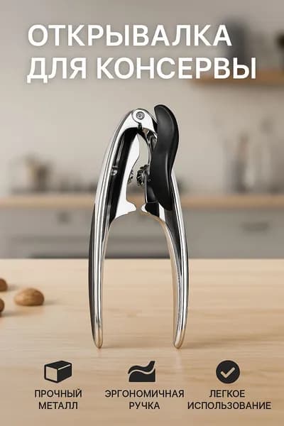 Открывалка для консервов металлическая с эргономичной ручкой, прочная кухонная открывалка для банок