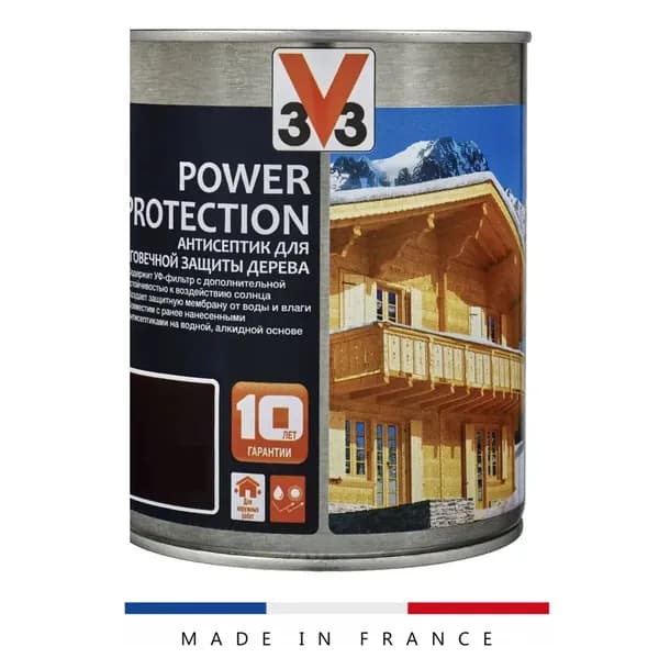 Антисептик для дерева алкидный V33 POWER PROTECTION Темный Дуб 0,9л