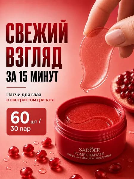 Патчи для глаз; патчи SADOER с экстрактом граната 60 шт.