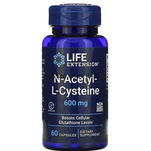 Life Extension N-Acetyl-L-Cysteine 600 мг 60 вегетарианских капсул