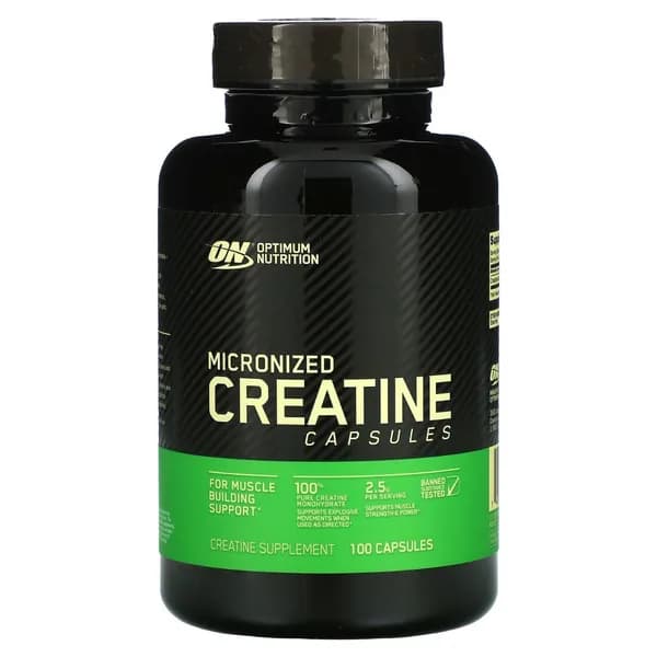 Optimum Nutrition, микронизированный креатин в капсулах, 100 капсул