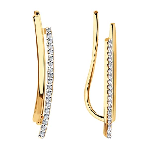 Золотые серьги DIAMANT-ONLINE с цирконием 585 пробы