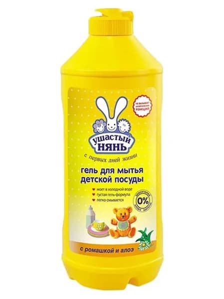 Гель для мытья детской посуды Ушастый нянь с ромашкой и алоэ 500мл