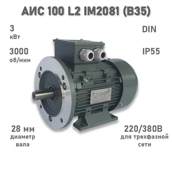 Электродвигатель ЭЛМАШ АИС 100 L2 IM2081 (B35) (3 кВт 3000 об/мин)