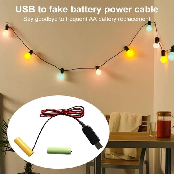 USB-кабель для питания от 5 В до 3 В с имитацией батареек типа AA, длина 2 м