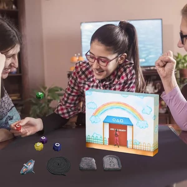 Набор корейских народных игр Игра в кальмар с игрушками для Gong-gi, Jebi Chagi, Paeng-y, Biseokchigi и Ddakji