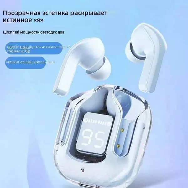 Наушники беспроводные с микрофоном, Bluetooth, синий
