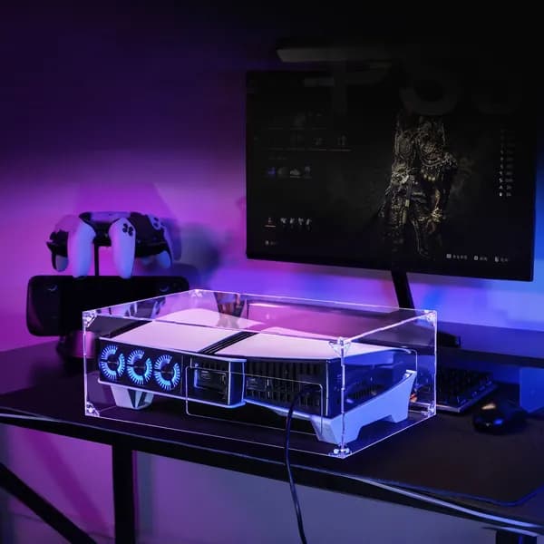 Прозрачный акриловый пылезащитный корпус для PS5 Pro и PS5 Slim с улучшенным охлаждением