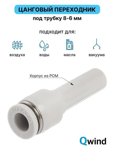 Фитинг прямой переходной Airtac PGJ 8-6 мм, Пневмофитинг