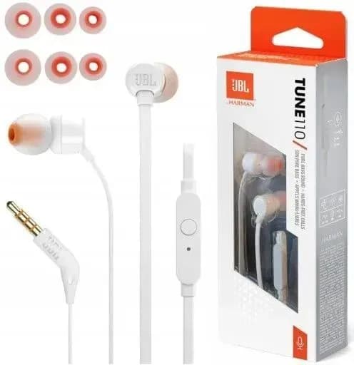 Наушники проводные с микрофоном JBL Tune 110, 3.5 мм, белый