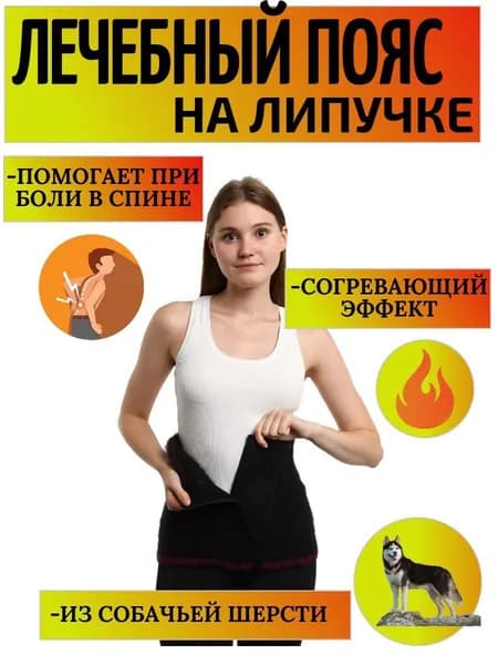 EXPERT CAMPING/ Лечебный пояс из собачьей шерсти для спины на липучке / Размер 5-M