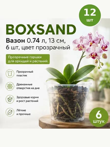 Кашпо 0.74 л, 11 см, 6 шт, цвет прозрачный