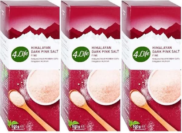 Соль гималайская розовая 4Life мелкая, комплект: 3 упаковки по 500 г