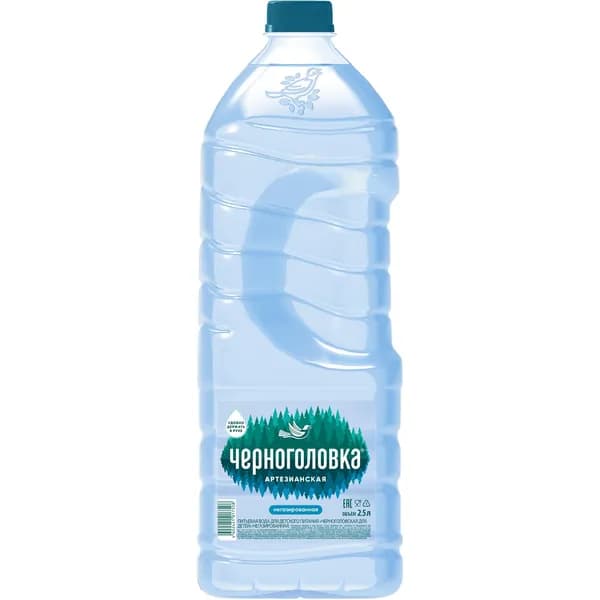 Вода питьевая ЧЕРНОГОЛОВКА артезианская негазированная, ПЭТ, 2.5L