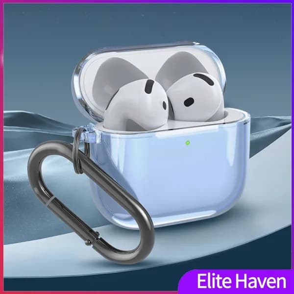Защитный чехол для AirPods 4 (2024) прозрачный с карабином