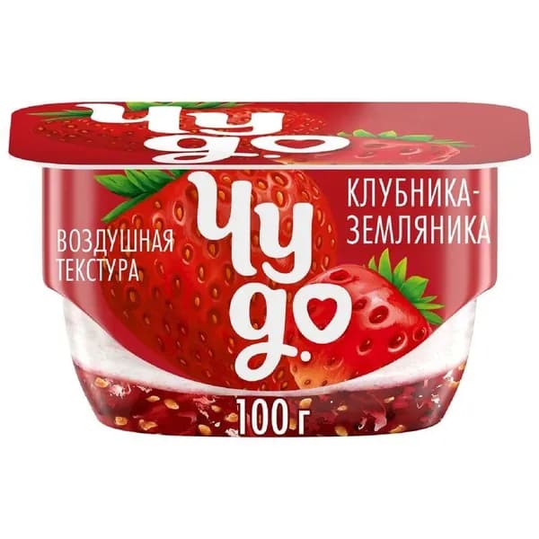 Творожок двухслойный Чудо Клубника-Земляника 4%, 100г