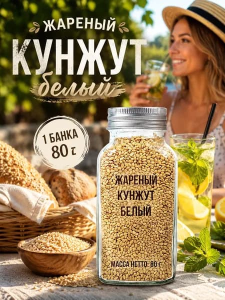 1 бутылка/Семена белого кунжута жареные с мягким ореховым вкусом