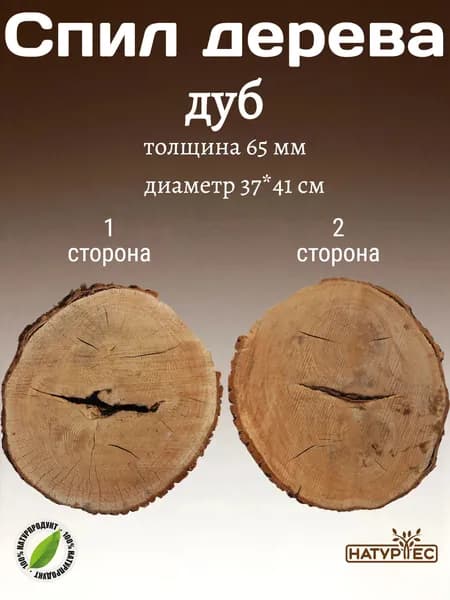 Спил дерева диаметр 37*41 см толщина 6,5см Дуб Сухой