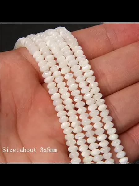 Белые перламутровые бусины Rondelle 3x5mm