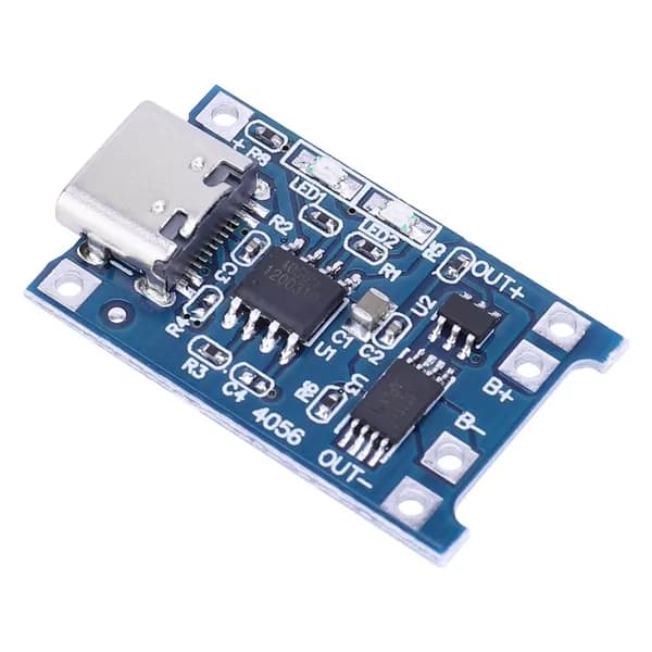 Модуль зарядки литиевых аккумуляторов TP4056 с разъёмом USB Type-C, ток 1 А, размеры 28 17 4 мм
