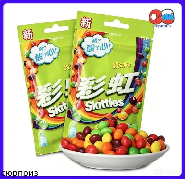 Сладости Skittles с необычным сочетанием цветов и фруктов в удобной упаковке
