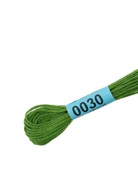 Мулине 100% хлопок, 4 шт - цвет 0030 травяной