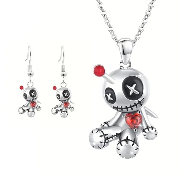 Ожерелье куклы Voodoo и серьги для повседневной вечерней одежды