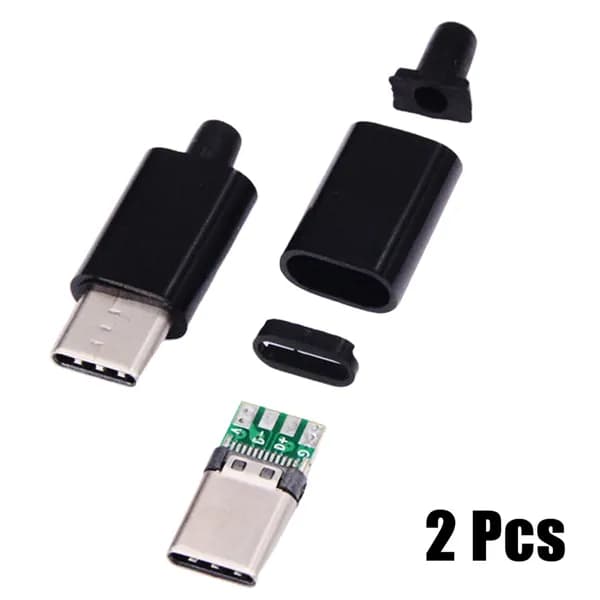 шт. USB 3.1 Type C штекер с кабелем для пайки печатных плат, в черном или белом корпусе.