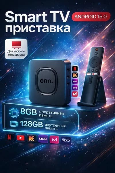 Смарт ТВ приставка для телевизора Андроид Wi-Fi, приставка для цифрового тв с пультом / медиаплеер
