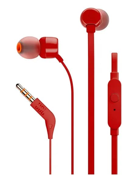 Наушники проводные с микрофоном JBL Tune 110, 3.5 мм, красный, бордовый