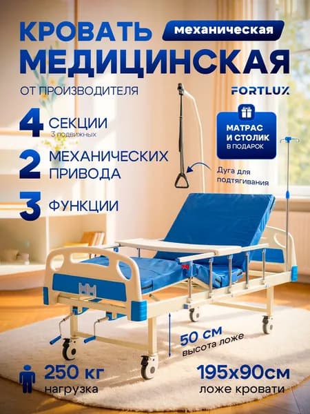 Кровать медицинская для лежачих больных функциональная с матрасом BLT 8538 (G)