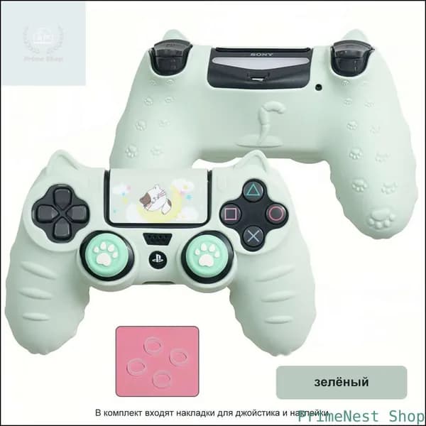 Чехол для контроллера PS4 / Мягкий силиконовый чехол Mark Life с милыми котоушками / анти скольжение и потоотделение