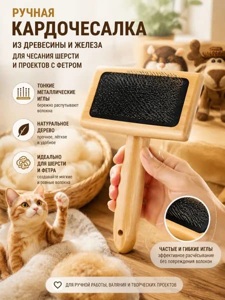 Ручная Кардочесалка Из Древесины И Железа, Инструмент Для Чесания Шерсти,Для Проектов С Фетром